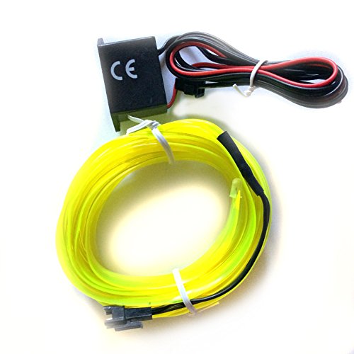INION® 1m +1x Inverter Gelb ☀ EL - AMBIENTENBELEUCHTUNG ☀ mit 12Volt Inverter/Adapter Innovativer und einzigartiger EL-Stripe nach Wahl. Lichtleisten Strip Band Licht Beleuchtung für moderner Innenraumbeleuchtung. Eine hochwertige und edle Optik (1m + 1x Inverter, Gelb) von INION