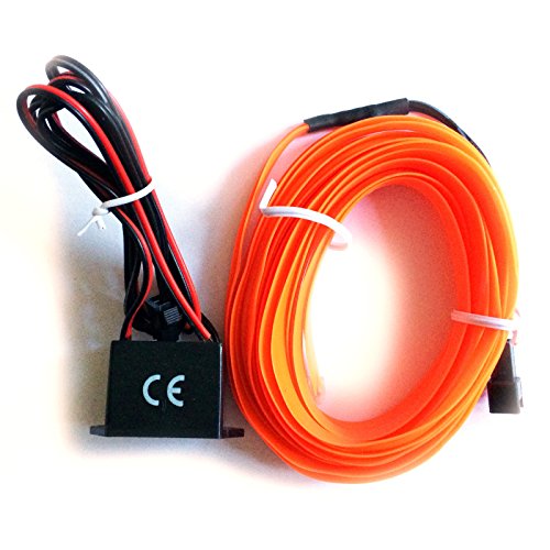 INION® 3m +1x Inverter Orang ☀ EL - AMBIENTENBELEUCHTUNG ☀ mit 12Volt Inverter/Adapter Innovativer und einzigartiger EL-Stripe nach Wahl. Lichtleisten Strip Band Licht Beleuchtung für moderner Innenraumbeleuchtung. Eine hochwertige und edle Optik (3m + 1x Inverter, Orang) von INION
