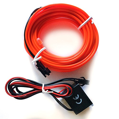 INION® EL - AMBIENTENBELEUCHTUNG ☀ mit 12Volt Inverter/Adapter Innovativer und einzigartiger EL-Stripe nach Wahl. Lichtleisten Strip Band Licht Beleuchtung für moderner Innenraumbeleuchtung. Eine hochwertige und edle Optik (1m + 1x Inverter, Rot) von INION