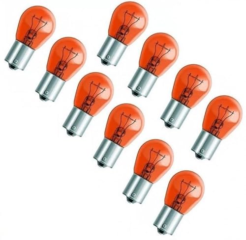 INION 10x Stück – PY21W - BAU15s - 12V - 21W - AMBER/ORANG KFZ Beleuchtung - Glühlampe Kugellampe Blinklicht Blinkerlampe Blinkerbirne Glühbirne Soffitte Autolampen/chiavi von INION