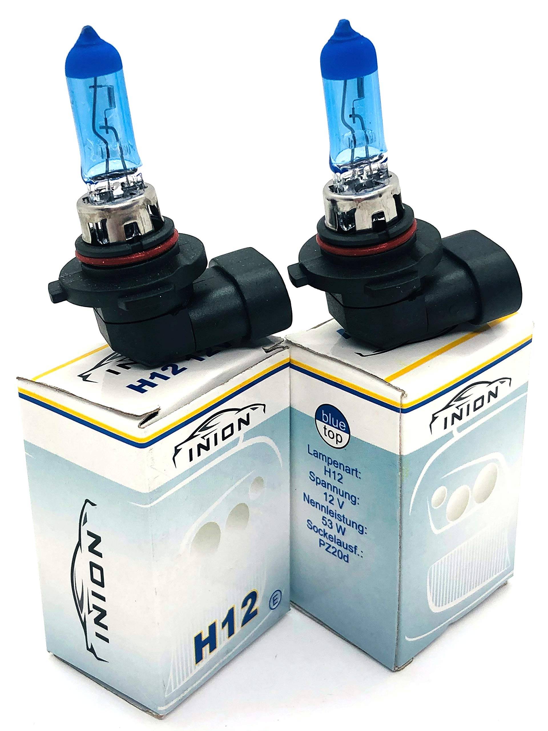 INION 2x Stück H12 53W PZ20d 12V Halogen Lampen Blue Vision Optik Faltschachtel (H12) von INION