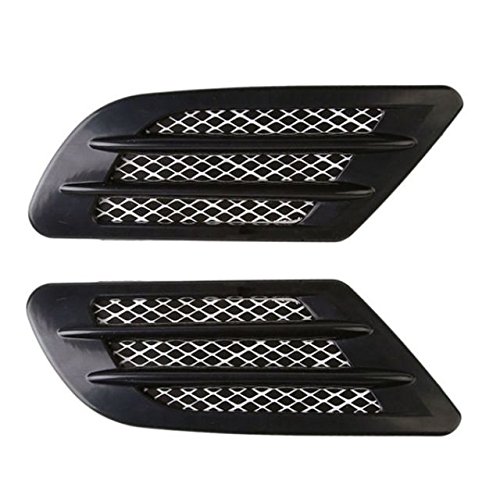 SCHWARZ - Dekorative selbstklebend 2er Set Air Flow Fender left Lufteinlass Gitter Vent Dekoration Aufkleber Sport style tuning Lufthutze Motorhaube Abdeckung INION® von INION