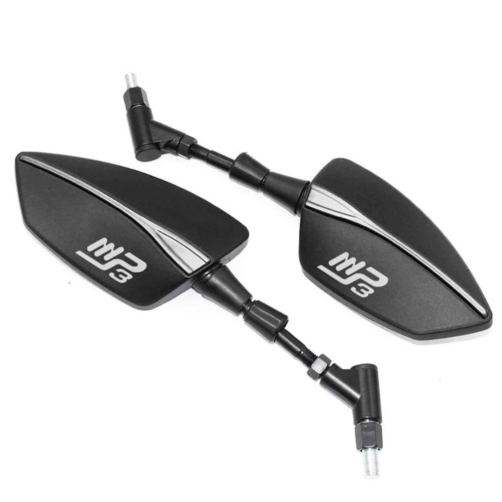 INLIMA Rollerspiegel für PIAGGIO MP3 125, 250, 300, 400, 500 - Universeller Motorrad Lenker Spitze Rückspiegel mit Einstellbarem Reflektor (Silver) von INLIMA