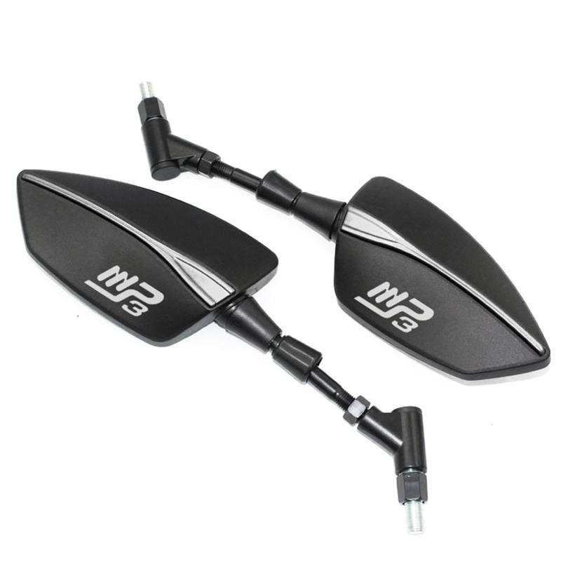INLIMA Rollerspiegel für PIAGGIO MP3 125, 250, 300, 400, 500 - Universeller Motorrad Lenker Spitze Rückspiegel mit Einstellbarem Reflektor (Silver) von INLIMA