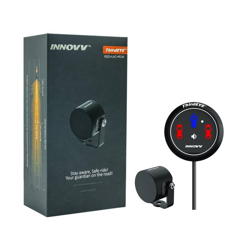 INNOVV ThirdEye Motorrad Toter-Winkel Assistent mit ak, und opt, Alarm, Wasserdichtes Motorrad Assistenzsystem erkennt Gefahren von der Seite und Hinten, Für Motorräder, E-Bike (Version ansehen) von INNOVV
