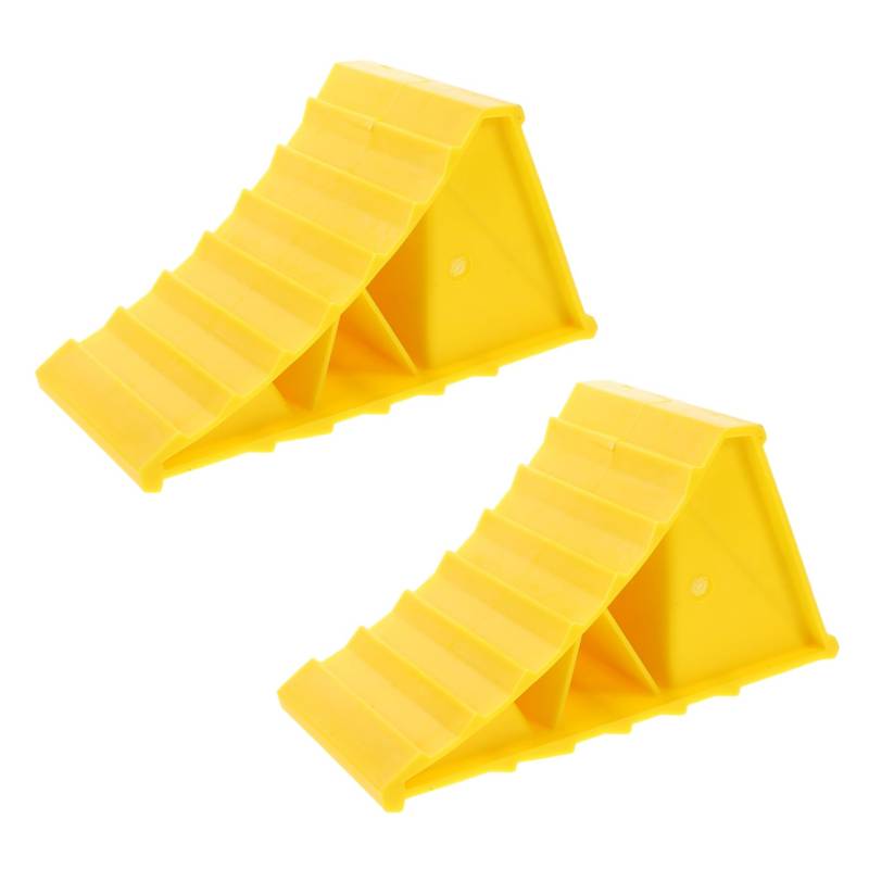 INOOMP 1 Paar Auto Reifenstopper Garagenparkplatz Hochleistungs-unterlegkeile Beiliegendes Anhängerzubehör Auto Reisezubehör Garagenautostopper Radstopper Plastik Yellow von INOOMP