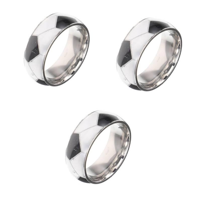 INOOMP Ring Metallbesatz 3 Metallring Stil Schmuck Finger Mode Für Accessoire Fußball Stahl Männlich Moderinge Sportdekor von INOOMP