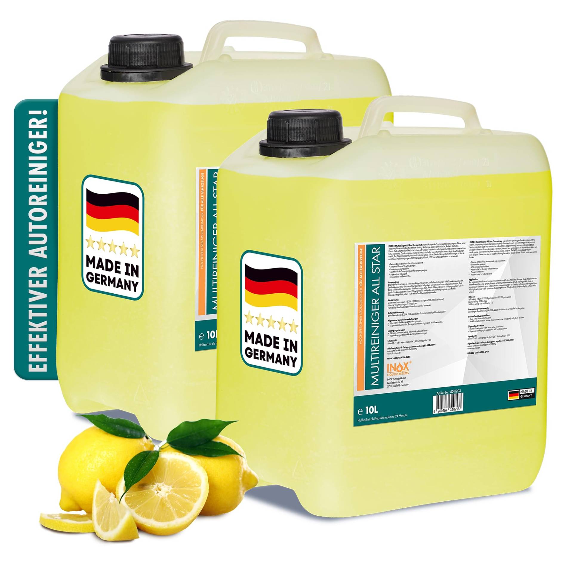 INOX® - All Star Multireiniger 2x10L Auto Reiniger | Polsterreiniger Auto und Teppichreiniger | Kunststoffreiniger und Autoreinigung von Innen und Außen von INOX-LIQUIDSYSTEMS