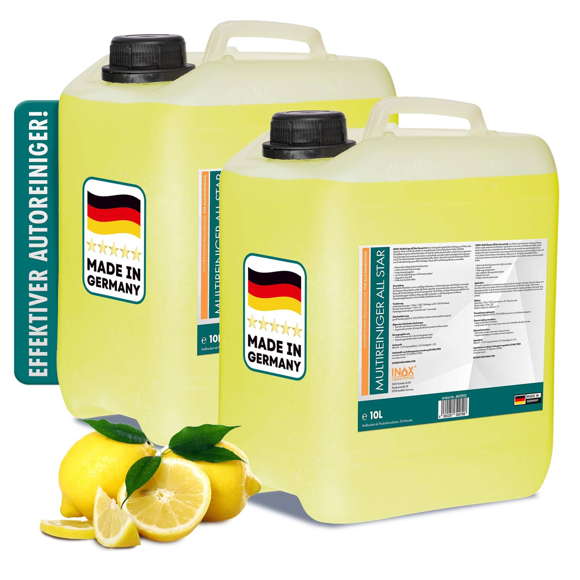 INOX® - All Star Multireiniger 2x10L Spray Auto Reiniger | Polsterreiniger Auto und Teppichreiniger | Kunststoffreiniger und Autoreinigung von Innen und Außen von INOX-LIQUIDSYSTEMS