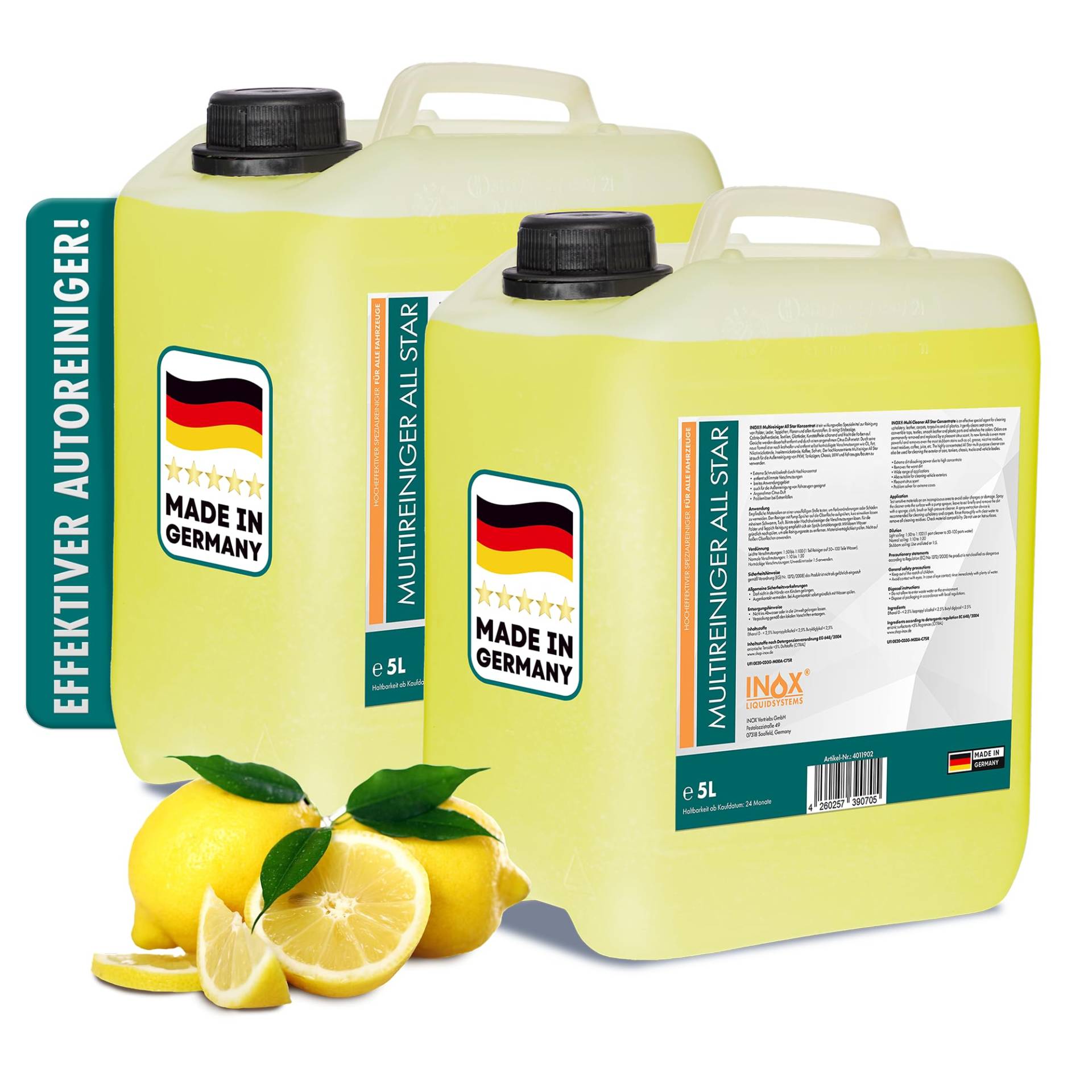 INOX® - All Star Multireiniger 2x5L Spray Auto Reiniger | Polsterreiniger Auto und Teppichreiniger | Kunststoffreiniger und Autoreinigung von Innen und Außen von INOX-LIQUIDSYSTEMS