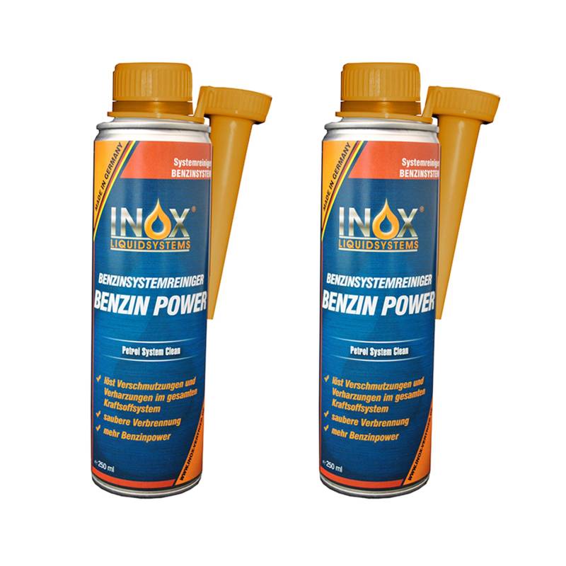 INOX® Benzin Power Additiv, 2 x 250ml - Benzinsystemreiniger Zusatz für alle Normal- und Superbenziner von INOX-LIQUIDSYSTEMS