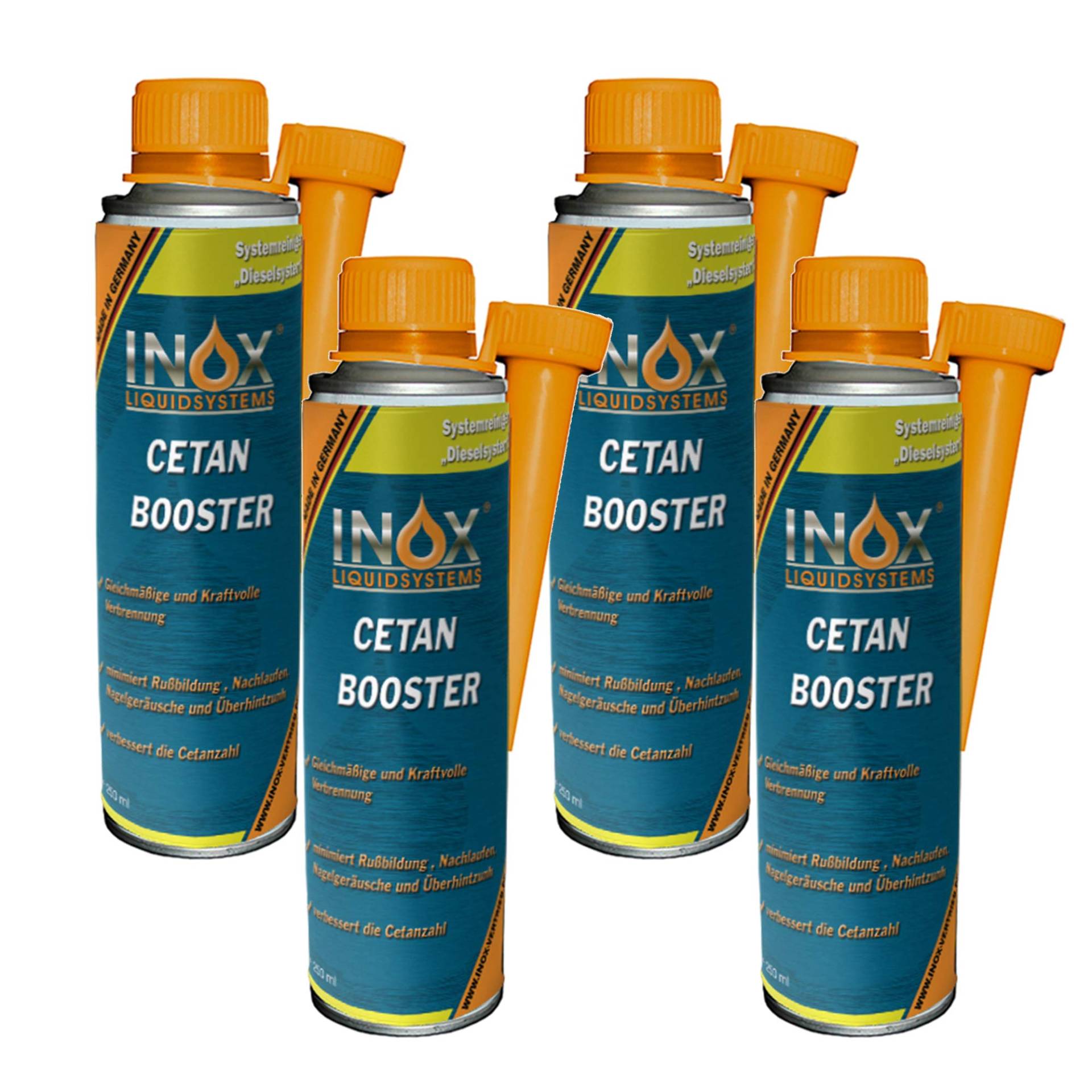 INOX® Cetan Booster Additiv für Dieselmotoren, 4 x 250 ml - Cetanzahlverbesserer Zusatz Dieselmotor von INOX-LIQUIDSYSTEMS