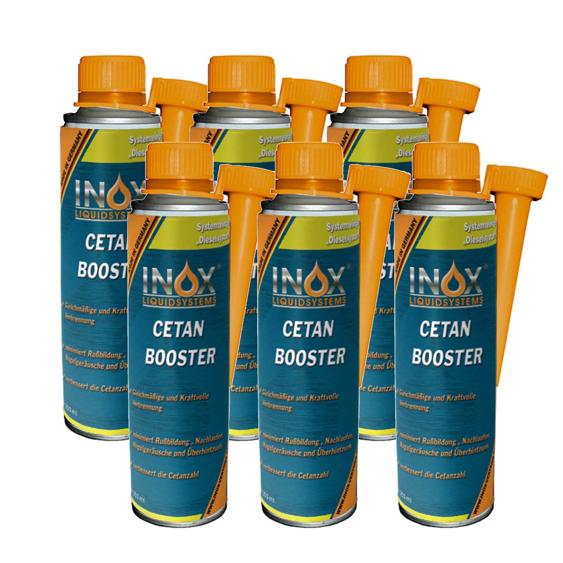 INOX® Cetan Booster Additiv für Dieselmotoren, 6 x 250 ml - Cetanzahlverbesserer Zusatz Dieselmotor von INOX-LIQUIDSYSTEMS