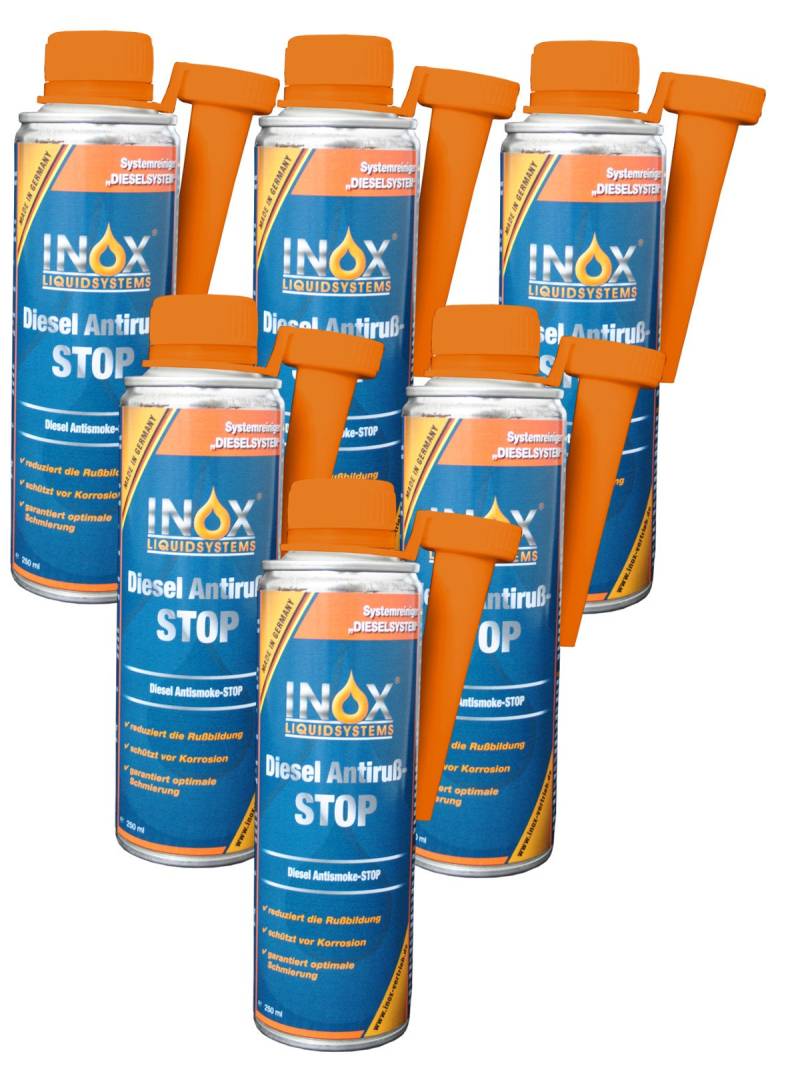 INOX® Diesel Anti Ruß Stop Additiv, 6 x 250ml - Kraftstoffzusatz für KFZ Dieselmotoren verringert Rußbildung von INOX-LIQUIDSYSTEMS