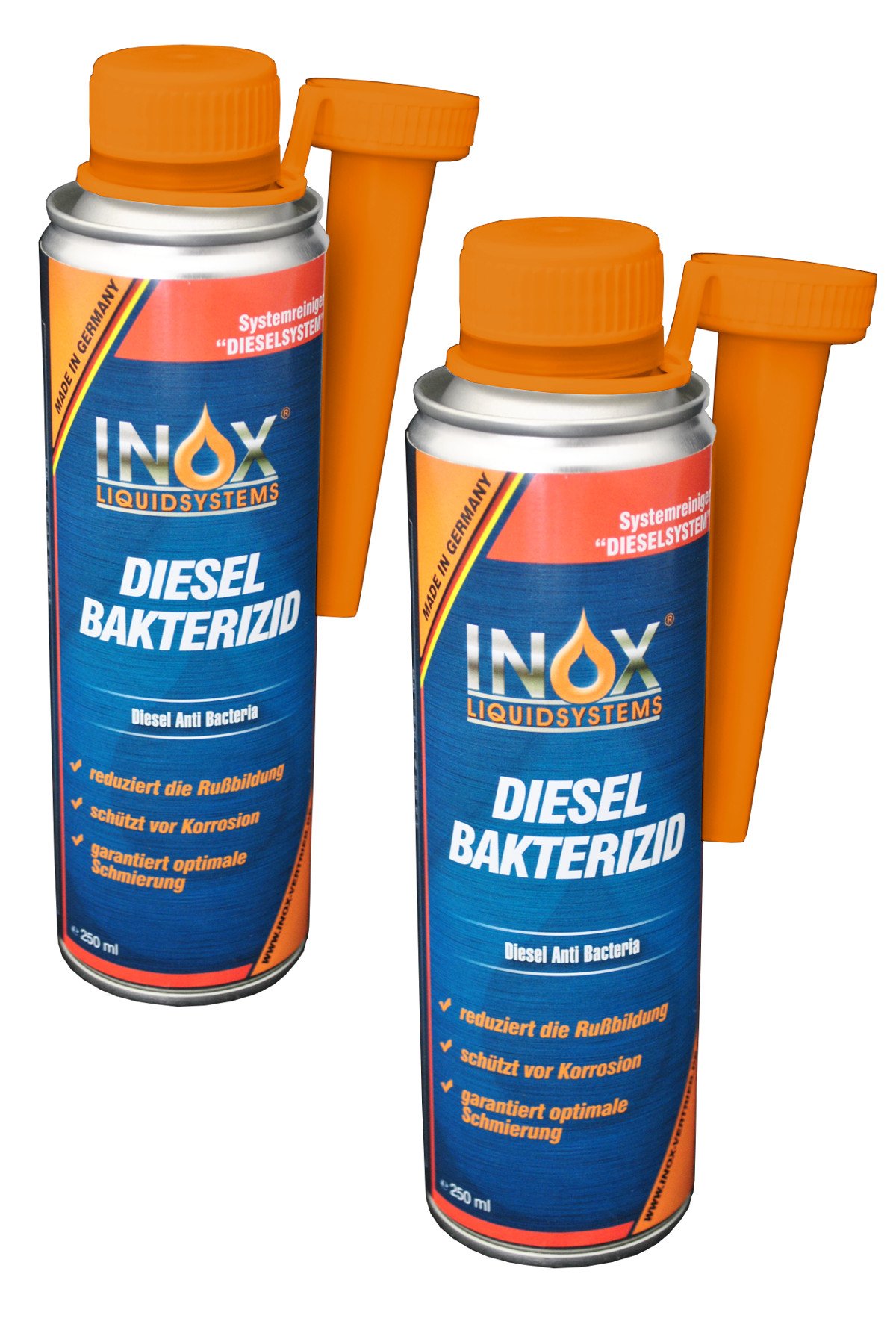INOX® Diesel Bakterizid, 2 x 250ml - Additiv Desinfektion für Dieselsystem, Auto und Heizölsysteme von INOX-LIQUIDSYSTEMS