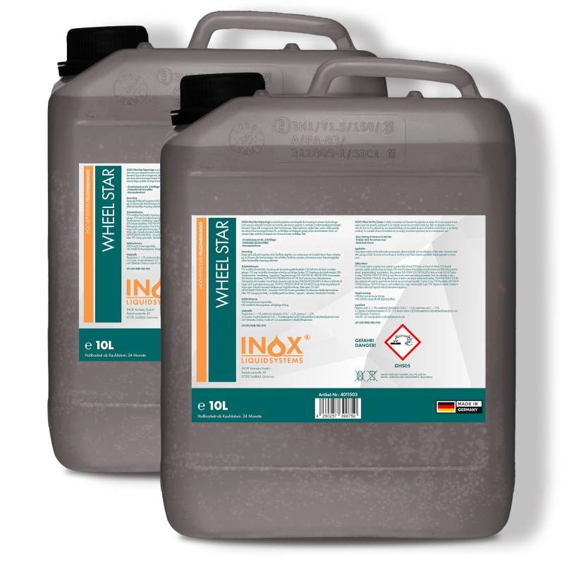 INOX® Felgenreiniger 5L | Hocheffektiver Felgenreiniger für Alufelgen, Stahl- & Chromfelgen | Entfernt hartnäckigen Schmutz, Bremsstaub & Flugrost | Profi-Autopflege für glänzende Felgen von INOX-LIQUIDSYSTEMS