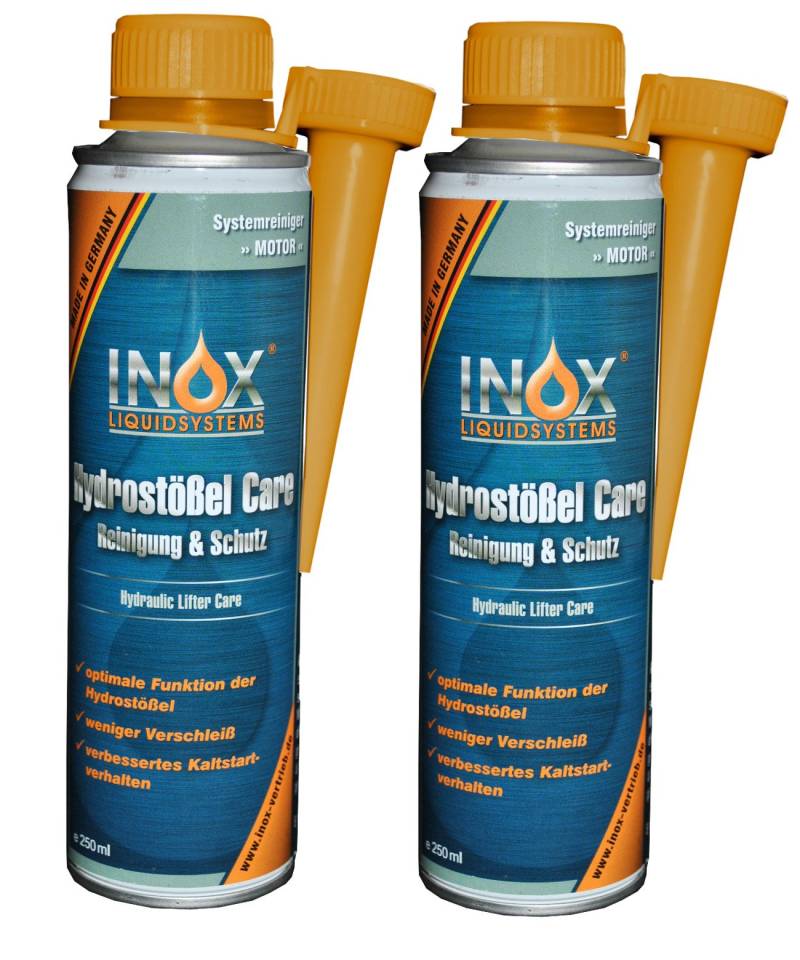 INOX® Hydrostößel Care Reinigung, 2 x 250ml - Reiniger & Schutz Additiv für alle Benzin- und Dieselmotoren, weniger Verschleiß und verbessertes Kaltstartverhalten von INOX-LIQUIDSYSTEMS