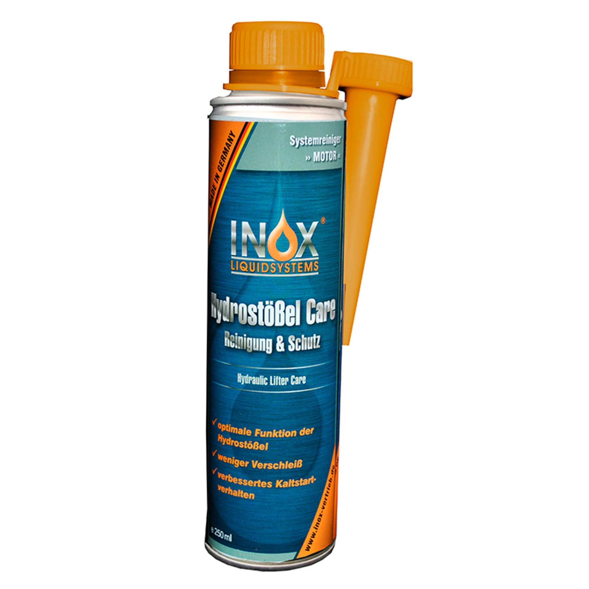 INOX® Hydrostößel Care Reinigung, 250ml - Reiniger & Schutz Additiv für alle Benzin- und Dieselmotoren, weniger Verschleiß und verbessertes Kaltstartverhalten von INOX-LIQUIDSYSTEMS