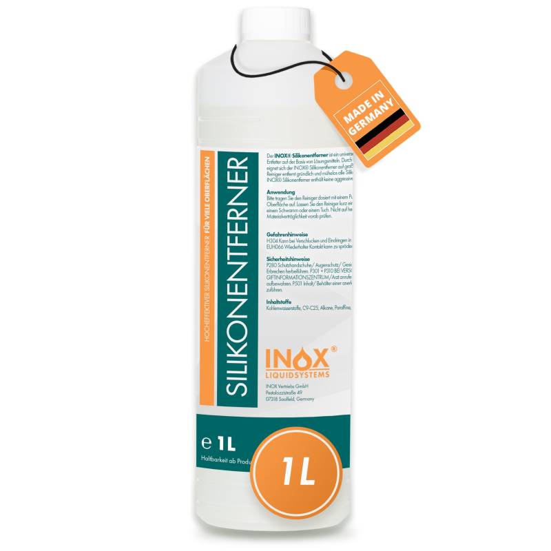 INOX® - Silikonentferner 1l IX400 | Der Silikonreiniger entfernt mühelos Fette, Öle & Silikon | Intensive Reinigung | Wachsentferner für Autolack | Besonders schonend von INOX-LIQUIDSYSTEMS