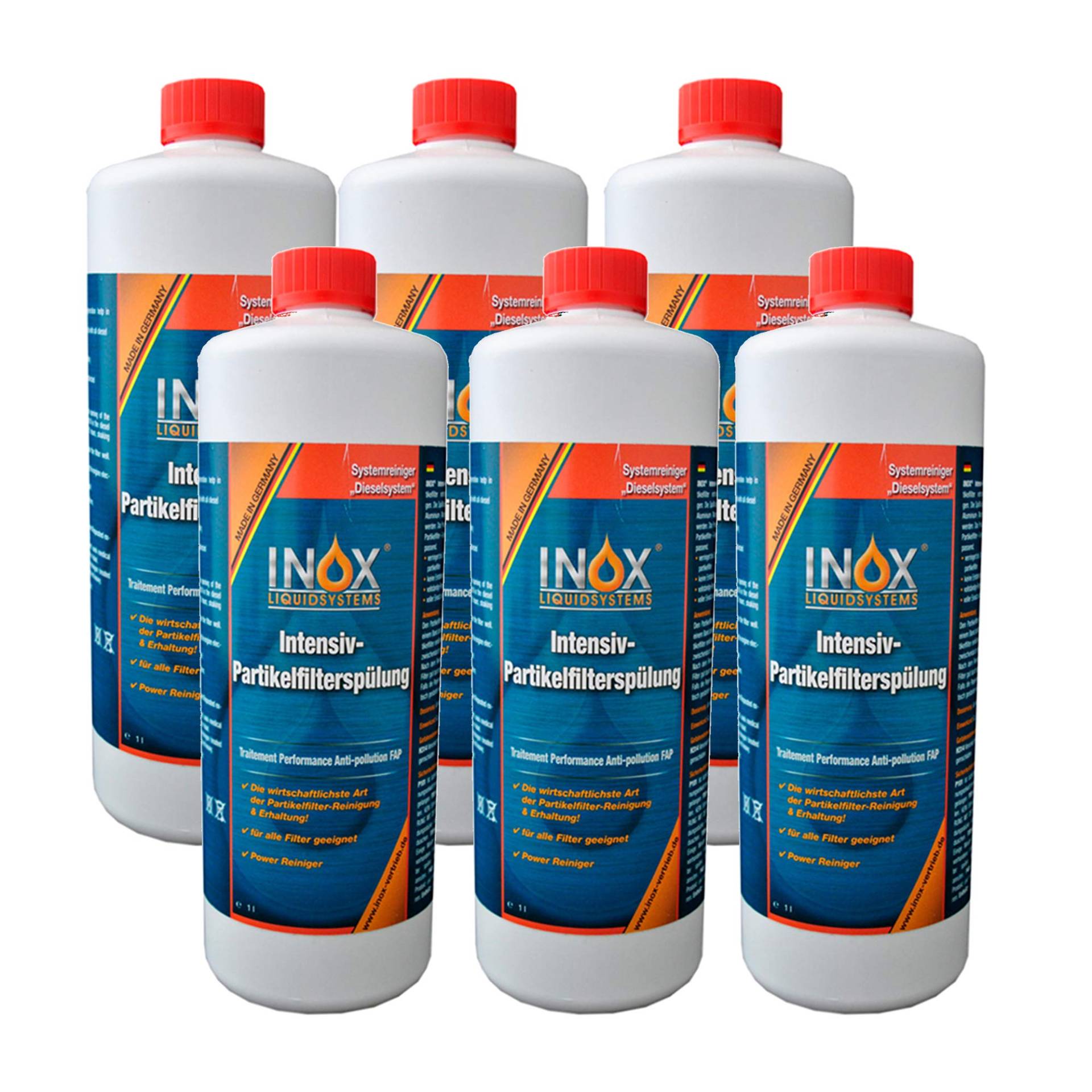 INOX® Intensiv Dieselpartikelfilter-Spülung, 6 x 1 Liter - Additiv für alle Dieselsysteme mit Partikelfilter von INOX-LIQUIDSYSTEMS