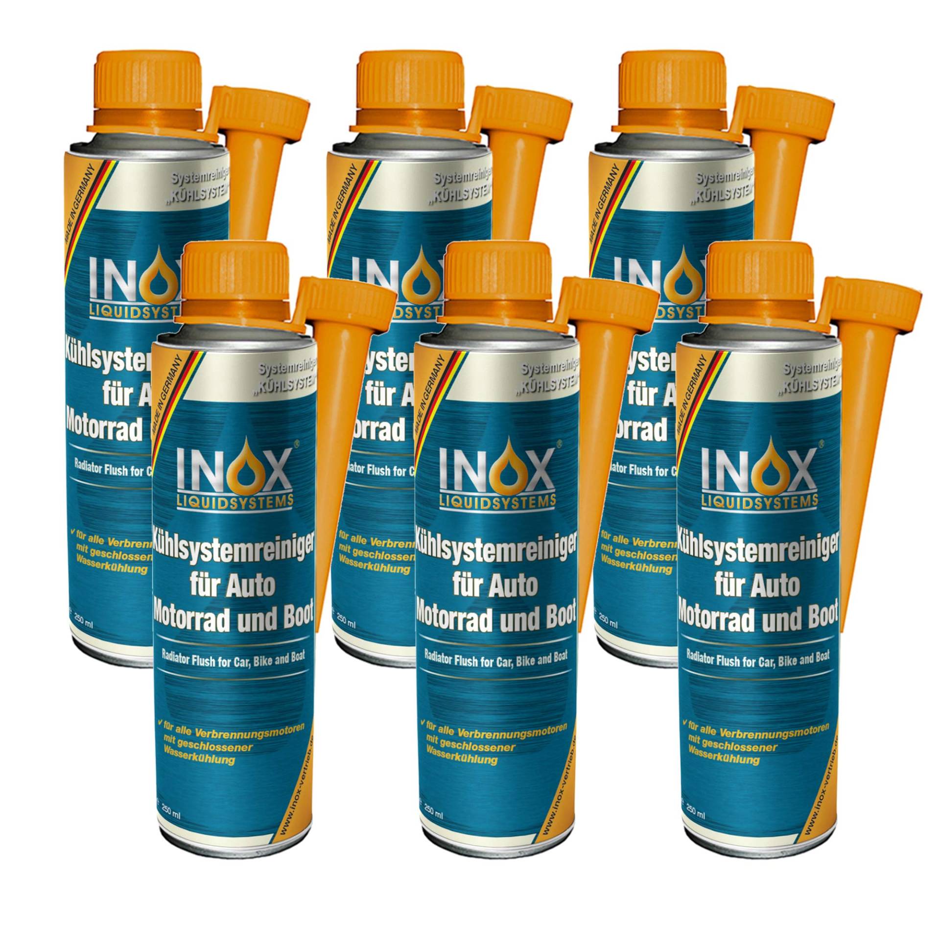 INOX® Kühlsystemreiniger Additiv, 6 x 250 ml - Kühlerschutz für Auto, Motor und Boot von INOX-LIQUIDSYSTEMS