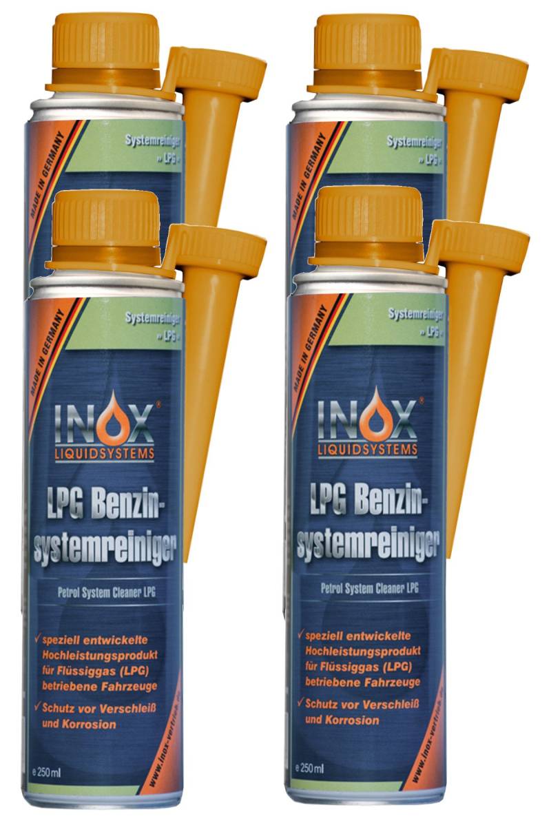 INOX® LPG Benzinsystemreiniger Additiv, 4 x 250ml - Systemreiniger für Autos mit Gasanlage von INOX-LIQUIDSYSTEMS