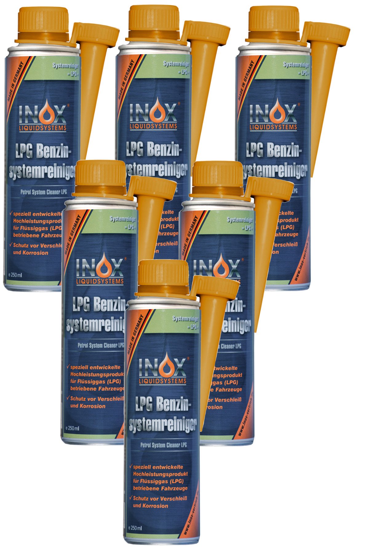 INOX® LPG Benzinsystemreiniger Additiv, 6 x 250ml - Systemreiniger für Autos mit Gasanlage von INOX-LIQUIDSYSTEMS
