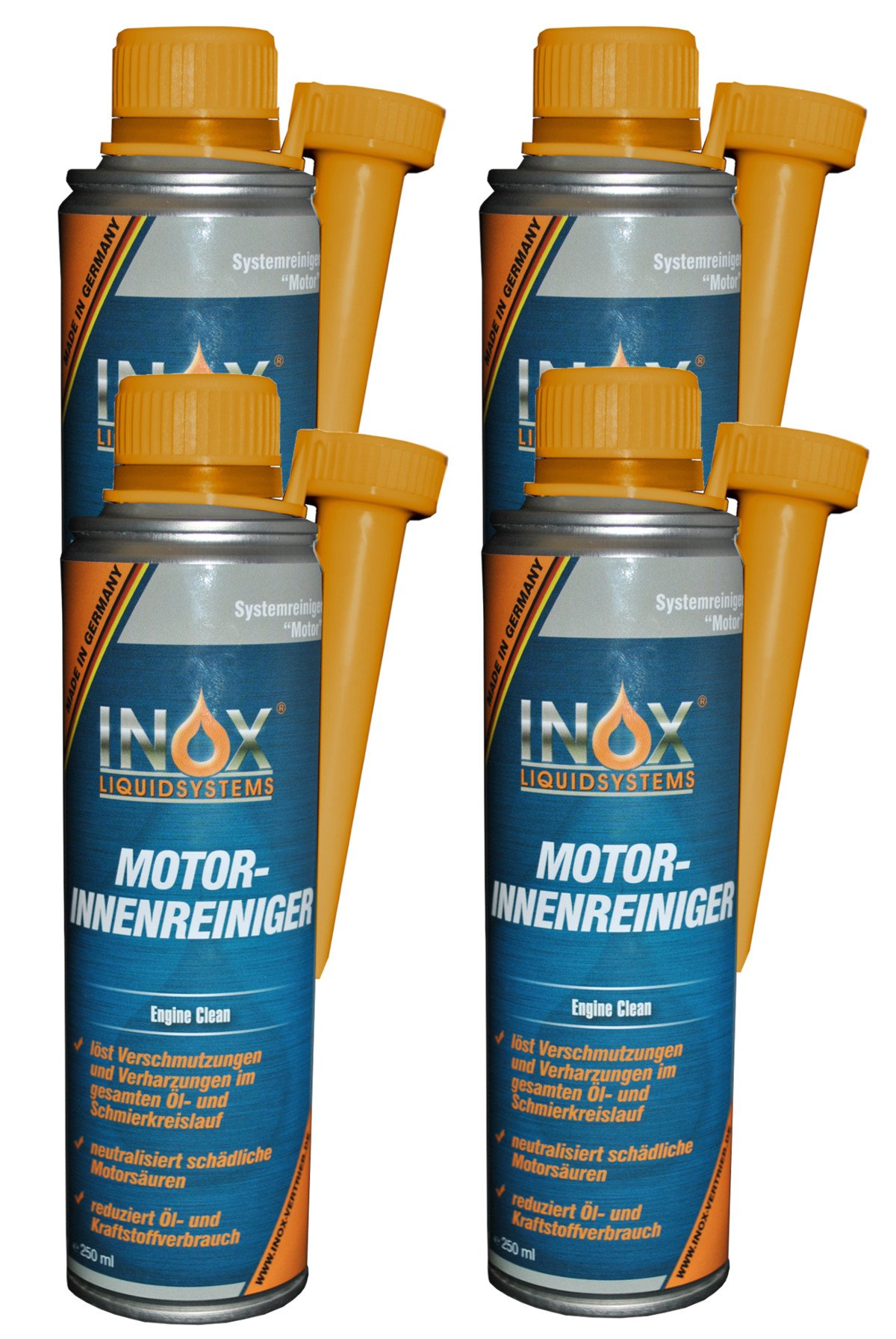 INOX® Motorinnenreiniger Additiv, 4 x 250ml - Reiniger für KFZ Motorsysteme von INOX-LIQUIDSYSTEMS