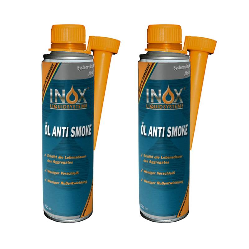 INOX® Öl Anti Smoke Additiv, 2 x 250 ml - Zusatz verringert Rauch- und Rußbildung bei Allen 4-Takt-, Diesel- und gasbetriebenen Motoren von INOX-LIQUIDSYSTEMS
