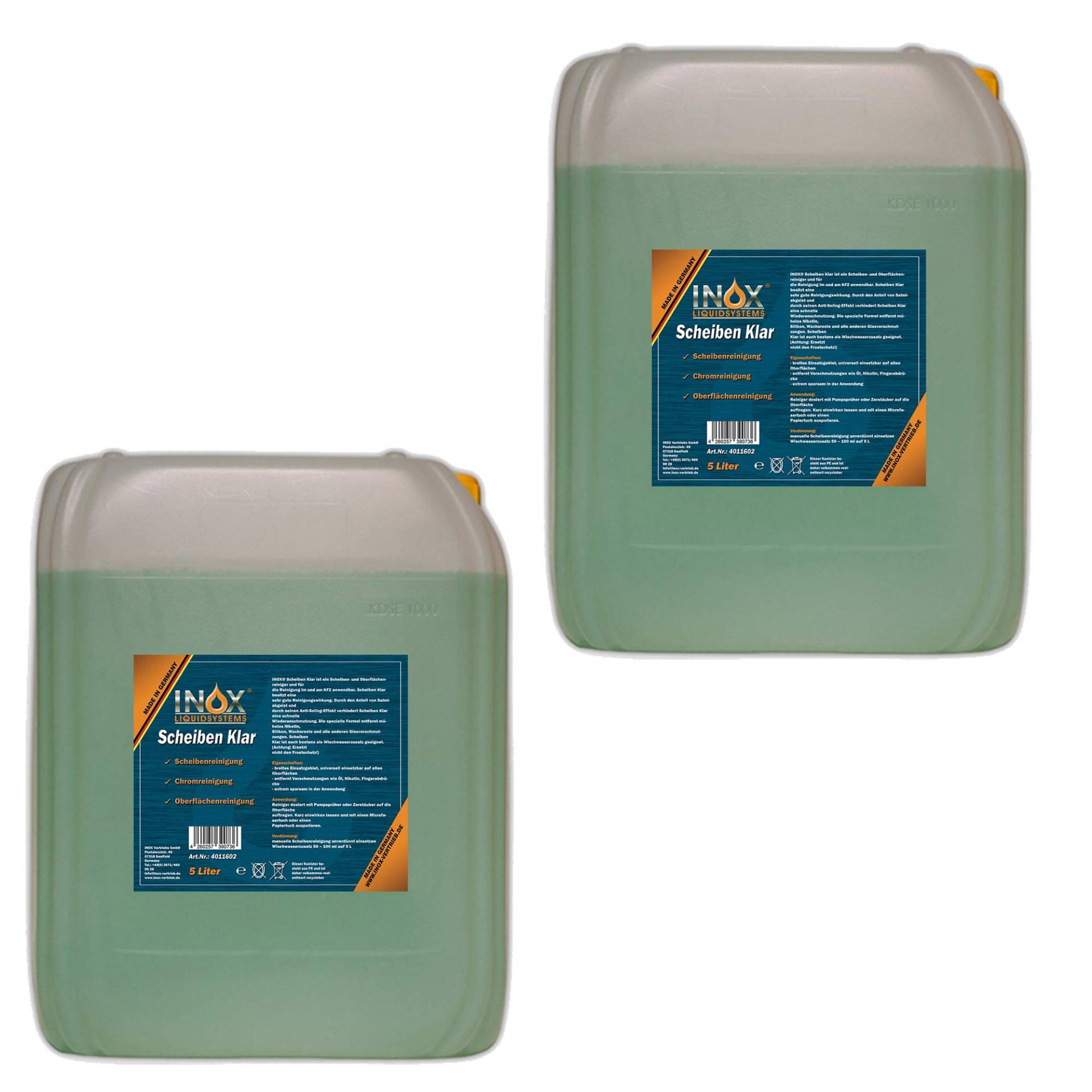 INOX® Scheiben Klar Scheibenreiniger Konzentrat, 2 x 5L - Glasreiniger für Autoscheiben von INOX-LIQUIDSYSTEMS