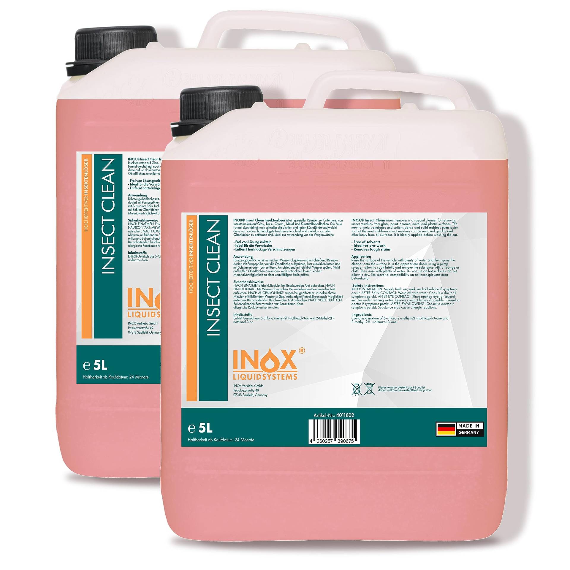 INOX - Hocheffektiver Insektenreiniger Auto 2x5L | KFZ-Insektenentferner sehr Lack schonend | Insektenlöser für Lack, Glas, Kunststoff & Chrom geeignet von INOX-LIQUIDSYSTEMS
