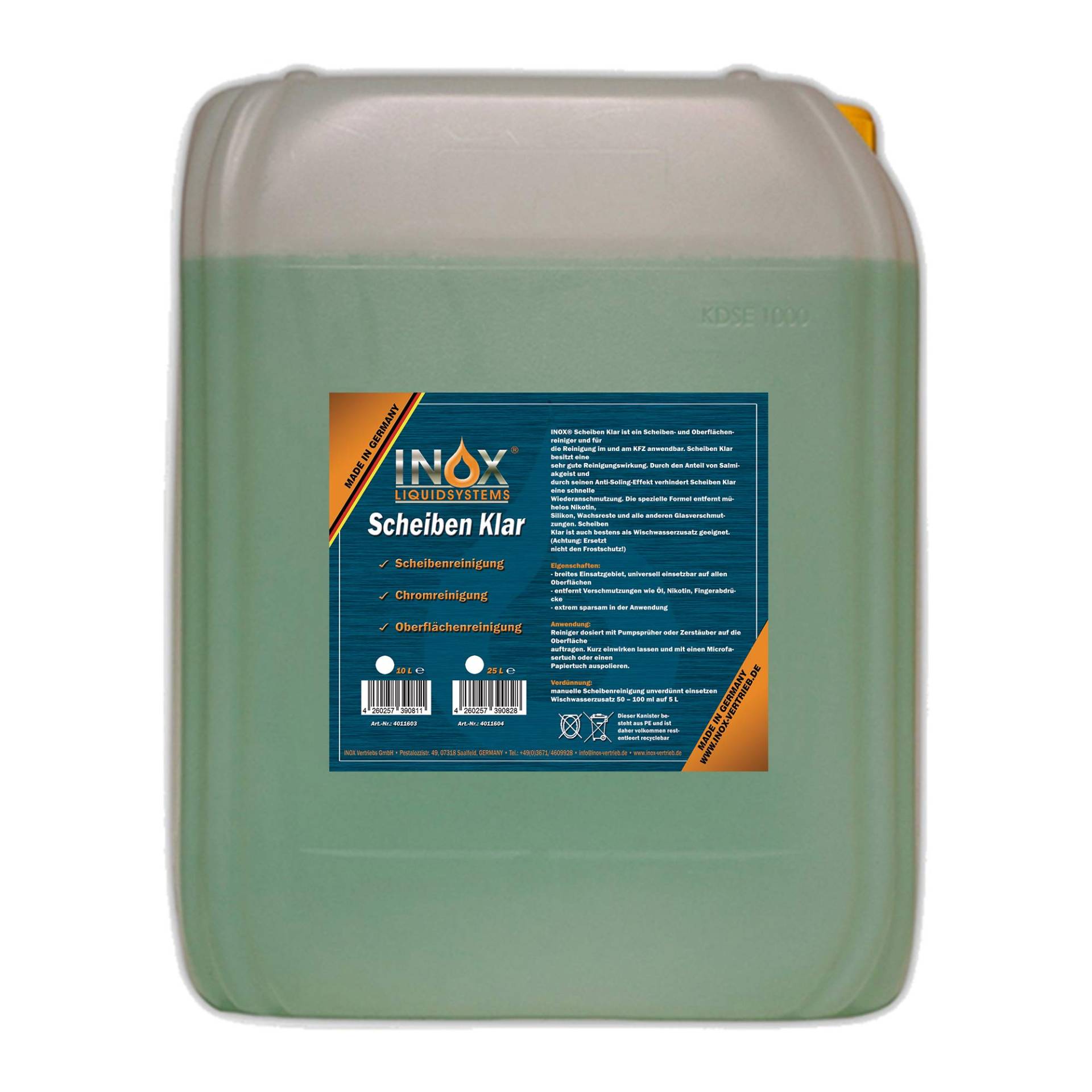 INOX® Scheiben Klar Scheibenreiniger Konzentrat, 10L - Glasreiniger für Autoscheiben INOX® Scheiben Klar Scheibenreiniger Konzentrat, 10L - Glasreiniger für Autoscheiben von INOX-LIQUIDSYSTEMS