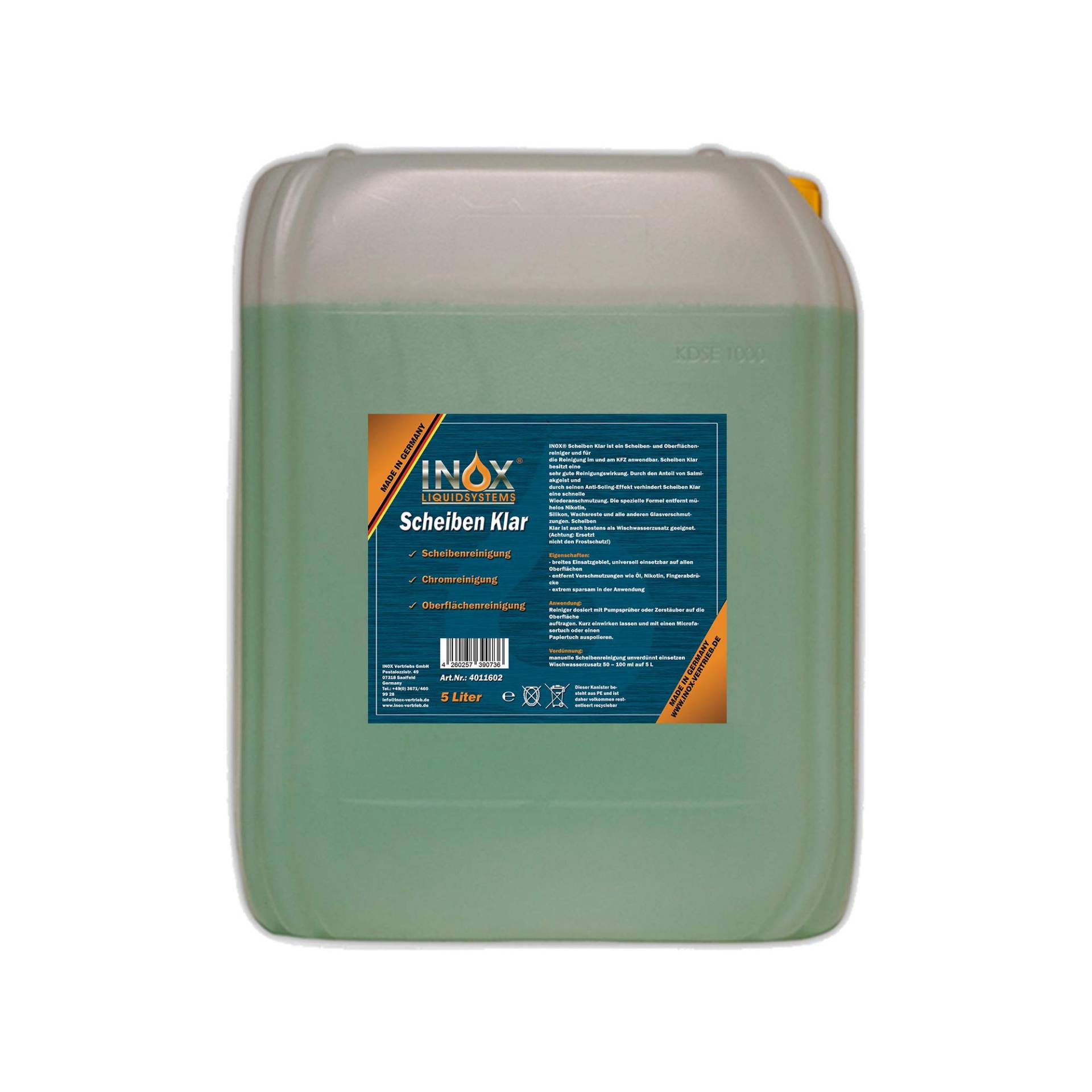 INOX® Scheiben Klar Scheibenreiniger Konzentrat, 5L - Glasreiniger für Autoscheiben (5 Liter) INOX® Scheiben Klar Scheibenreiniger Konzentrat, 5L - Glasreiniger für Autoscheiben (5 Liter) von INOX-LIQUIDSYSTEMS
