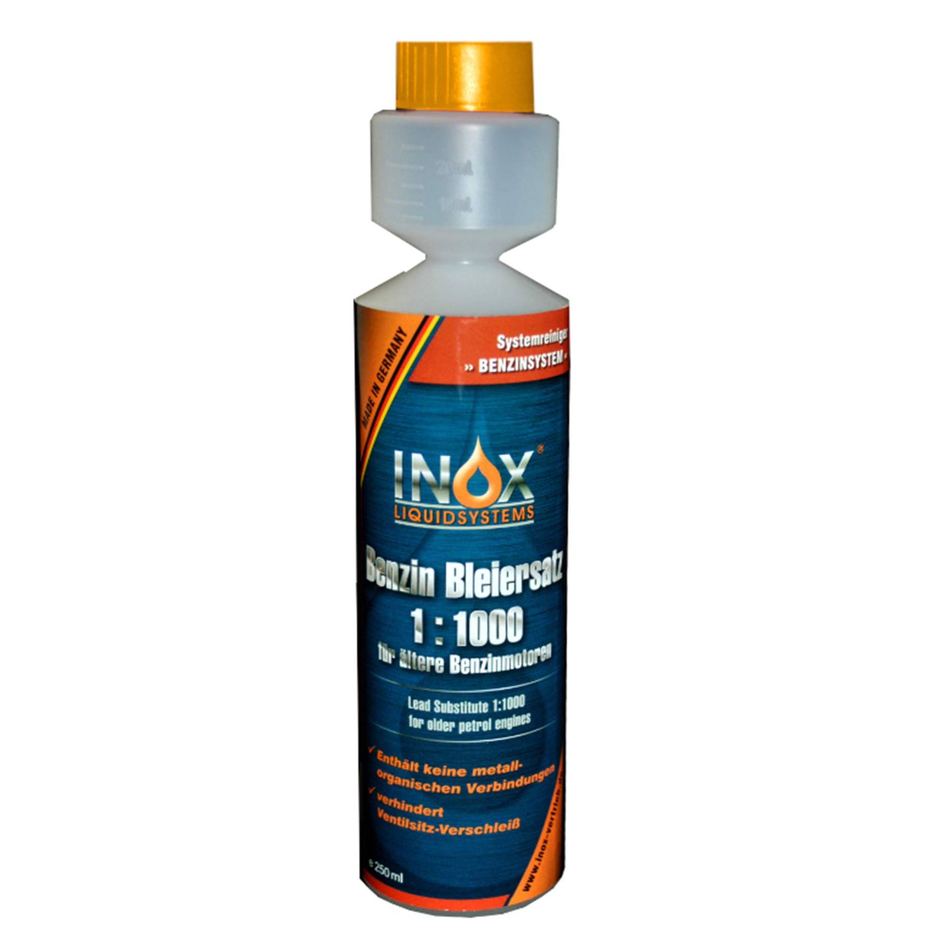 INOX® Benzin Blei Ersatz 1:1000, 250 ml - Kraftstoffadditiv für ältere Benzinmotoren gegen Leistungsabfall und Motorschäden von INOX-LIQUIDSYSTEMS