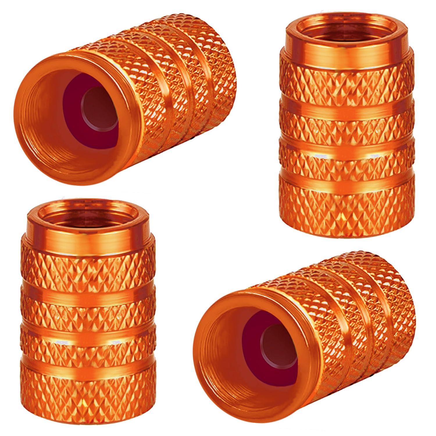 4 Stück Aluminium-Reifenventilkappen Auto-Staubkappen für Autoreifen Universal-Reifenventilkappen Autokappen mit Dichtung (Orange) von INSPUTOL