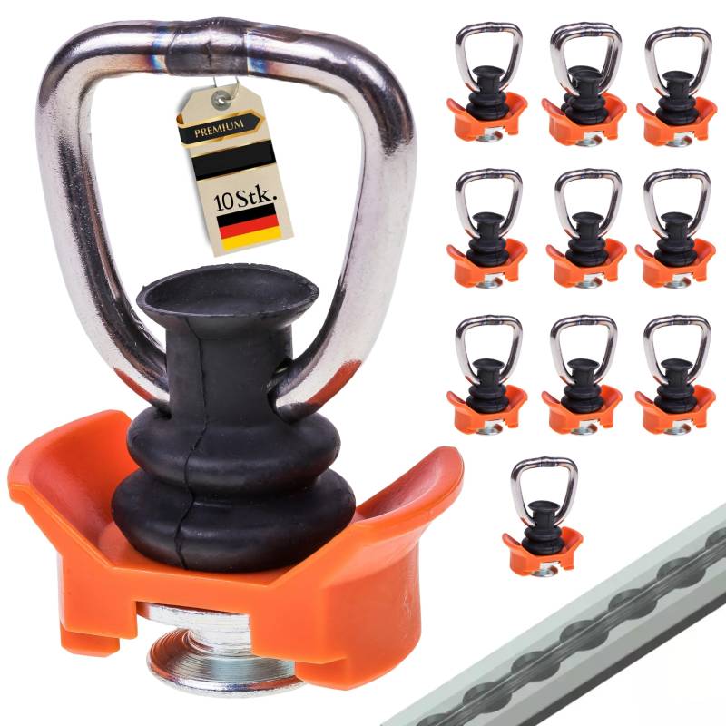 INTAKO Airlineschiene Fitting 10er Set – Airline Fitting mit Ring, Zurrösen 1000kg, Airlineschiene Zubehör für Ladungssicherung in Anhänger, Transporter und PKW von INTAKO