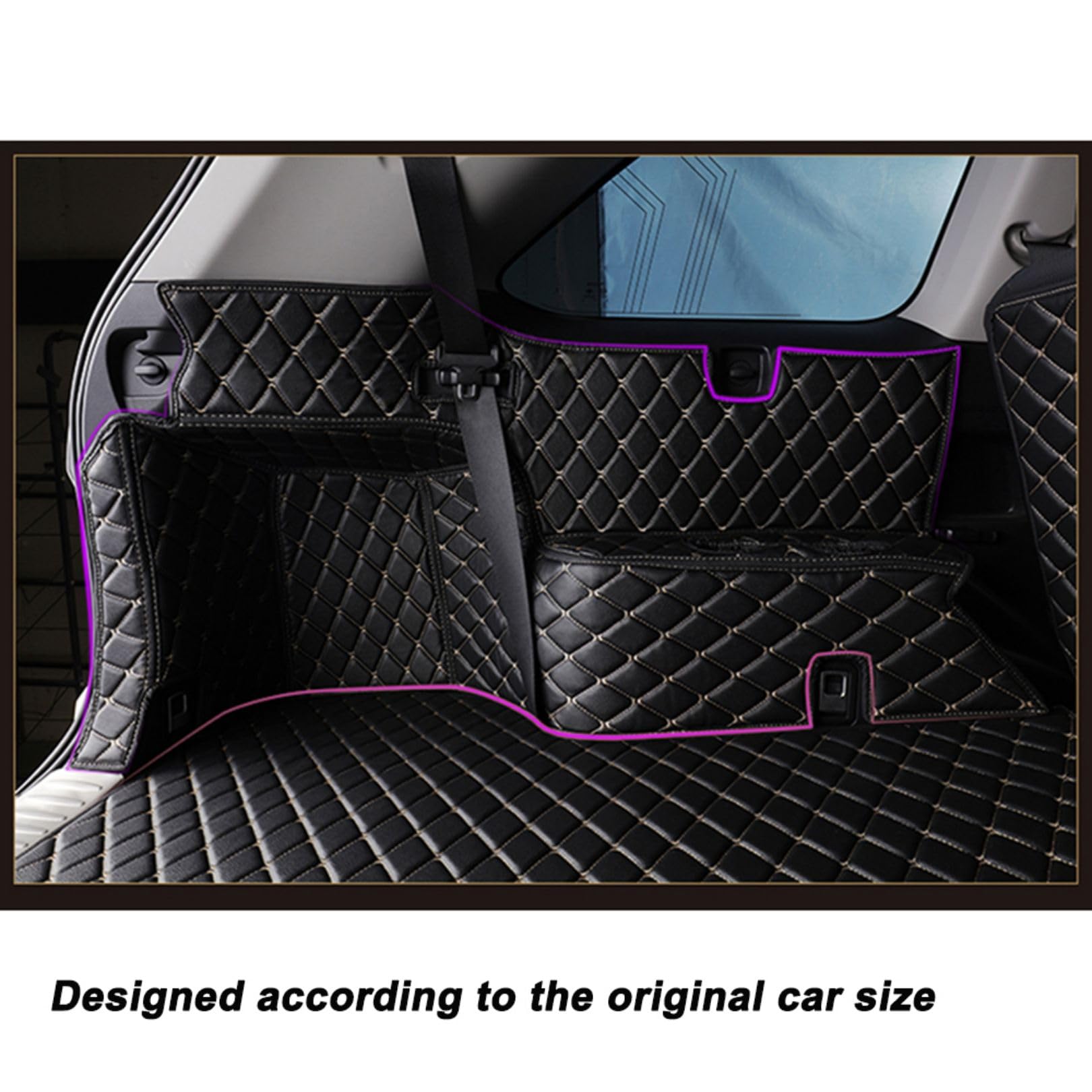 Kofferraum Schutzmatte für Audi Q3 Sportback 2020 2021 2022 2023(Upper Level), Kofferraumwanne Cargo Schutzmatte Auto Kofferraummatten rutschfest Zubehör,Black-beige von INTCHE