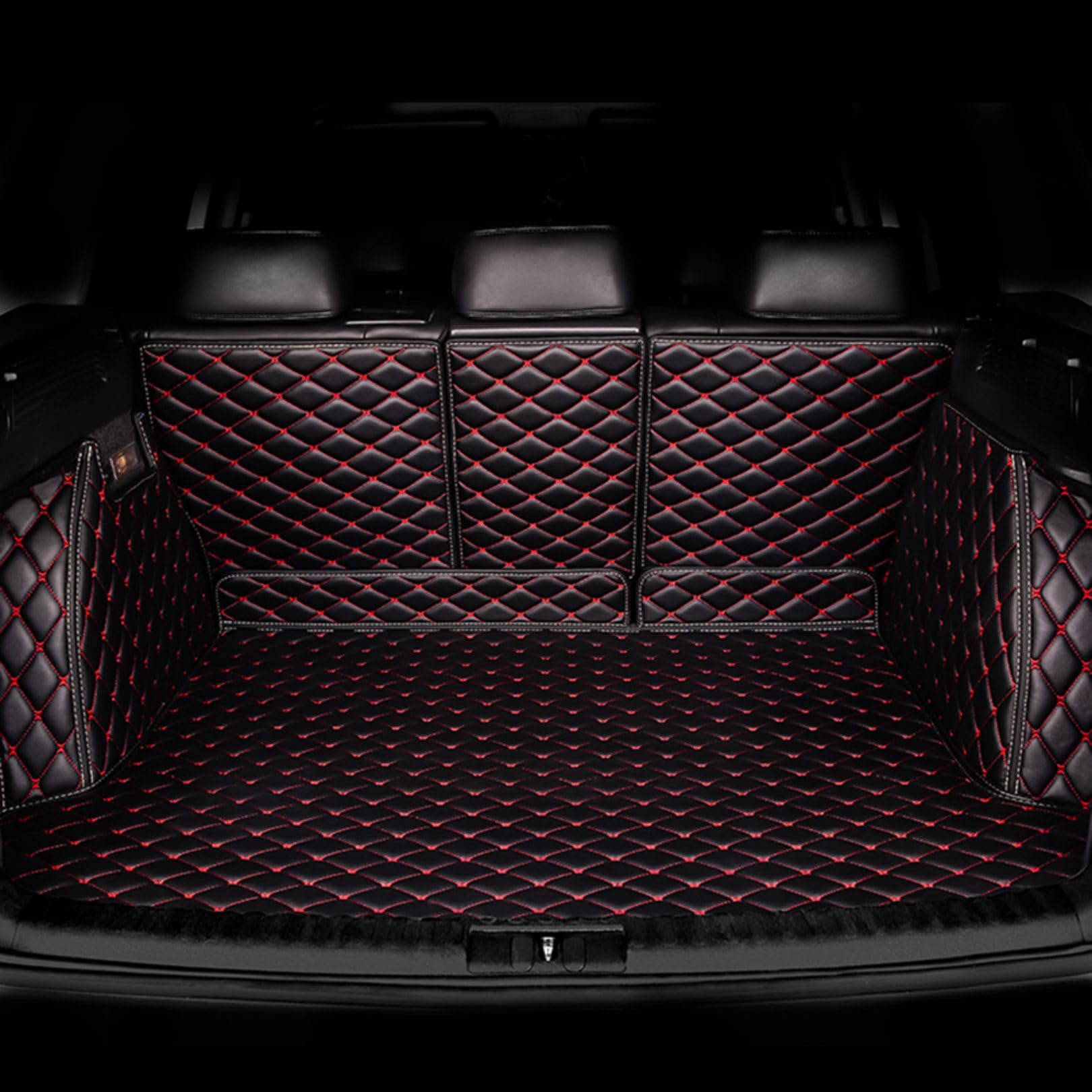 Kofferraum Schutzmatte für BMW X1 2016-2021 2022 2023, Kofferraumwanne Cargo Schutzmatte Auto Kofferraummatten rutschfest Zubehör,Black-red von INTCHE