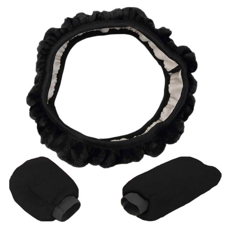 Lenkradbezug Plüsch,INTVN Universal Auto Anti-Plüsch Lenkradhülle,Lenkradbezug für Auto Zubehör,Rutsch Warm Winter Lenkradschoner,Atmungsaktiv Lenkradschutz,Handbremse Abdeckung Steering Wheel Cove von PGONA