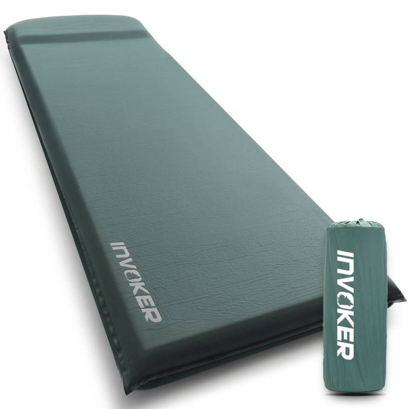 TATUNER Selbstaufblasende Campingmatratze aus Memory-Schaum – Matratze mit integriertem Kissen, 7,6 cm, extra dick, aufblasbar, langlebig, schnelles Aufblasen in 25 s, bequem für Zelt, Wandern, Reisen von INVOKER