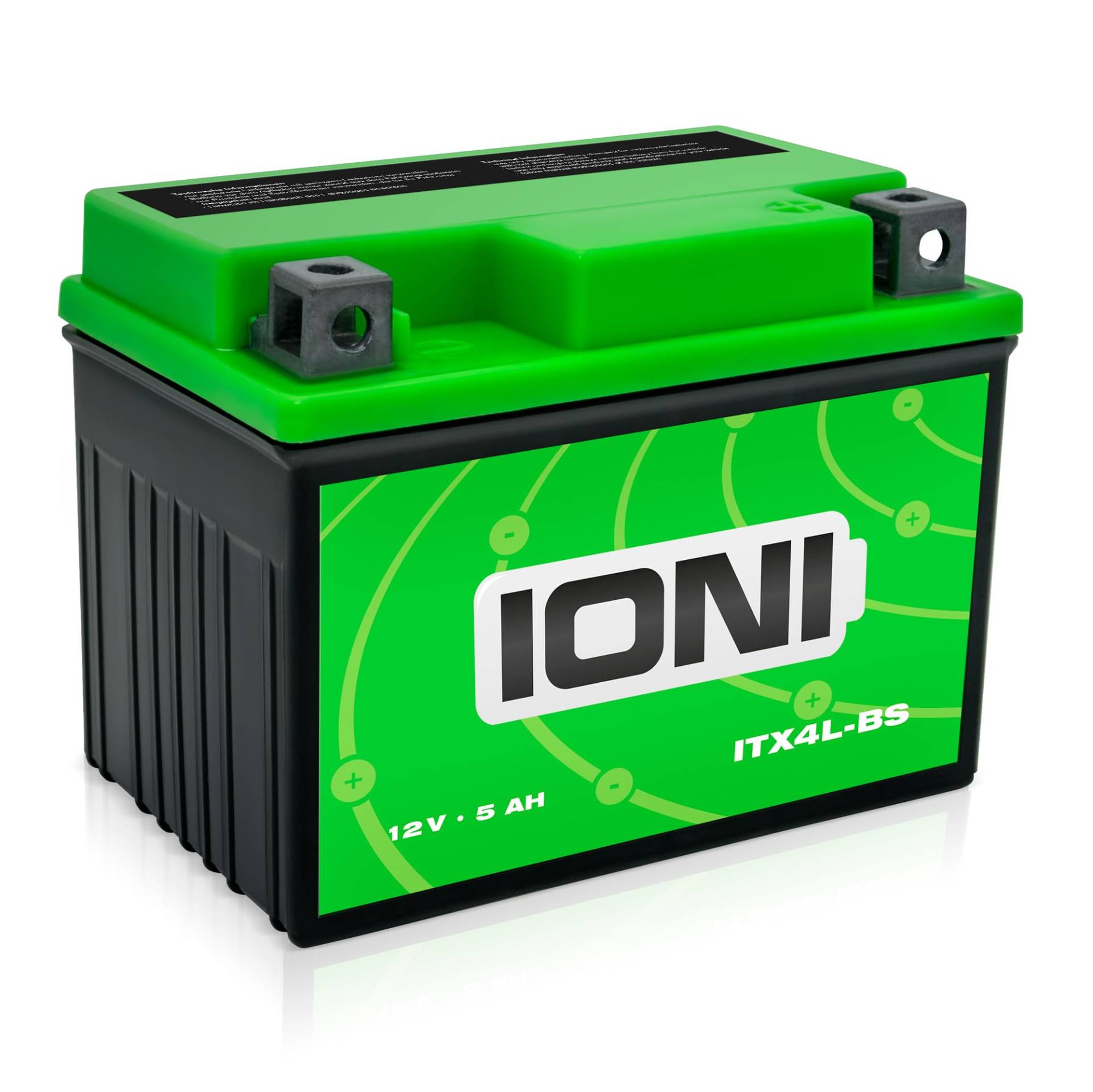 IONI AGM Batterie 12V 5Ah ITX4L-BS / SLA4L-BS Rollerbatterie/Motorradbatterie, wartungsfrei versiegelt vorgeladen kompatibel mit YB4L-B YTX5L-BS YTX4L-BS von IONI