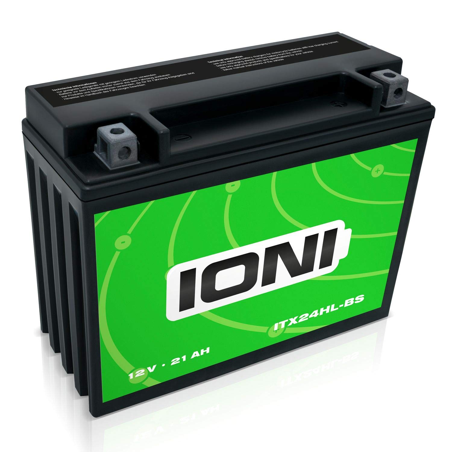 IONI ITX24HL-BS 12V 21Ah AGM Batterie kompatibel mit MG50-N18L-A / N50-18L / Y50-N18L-A versiegelt/wartungsfrei Motorradbatterie von IONI