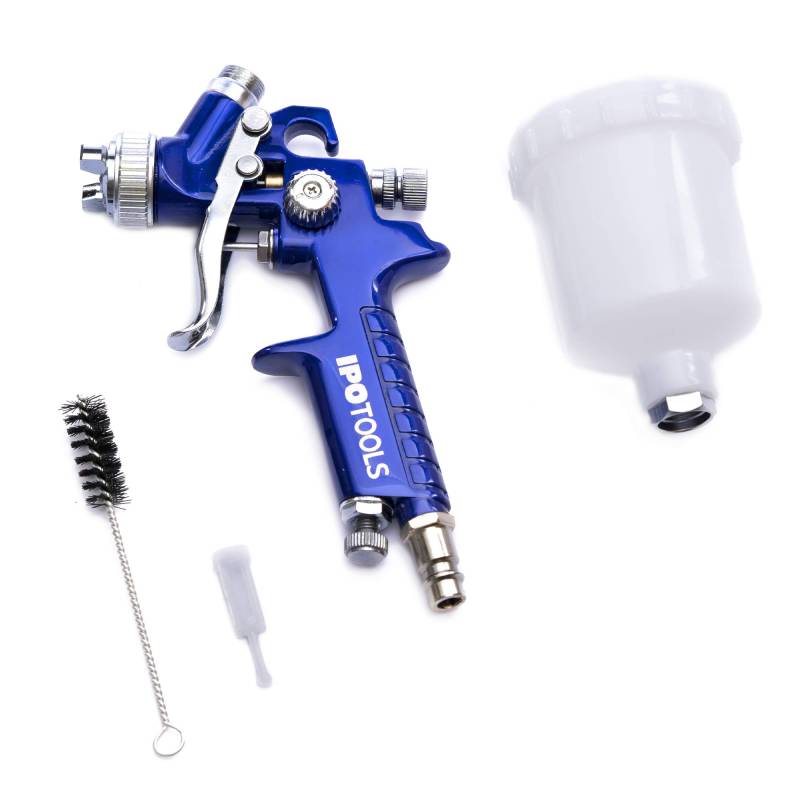 IPOTOOLS Mini HVLP Lackierpistole Spritzpistole 0,5mm Düse - H2000 Profi Farbsprühsystem Spraypistole mit 125 ml Plastikbecher und Edelstahldüse 0,5 mm von IPOTOOLS