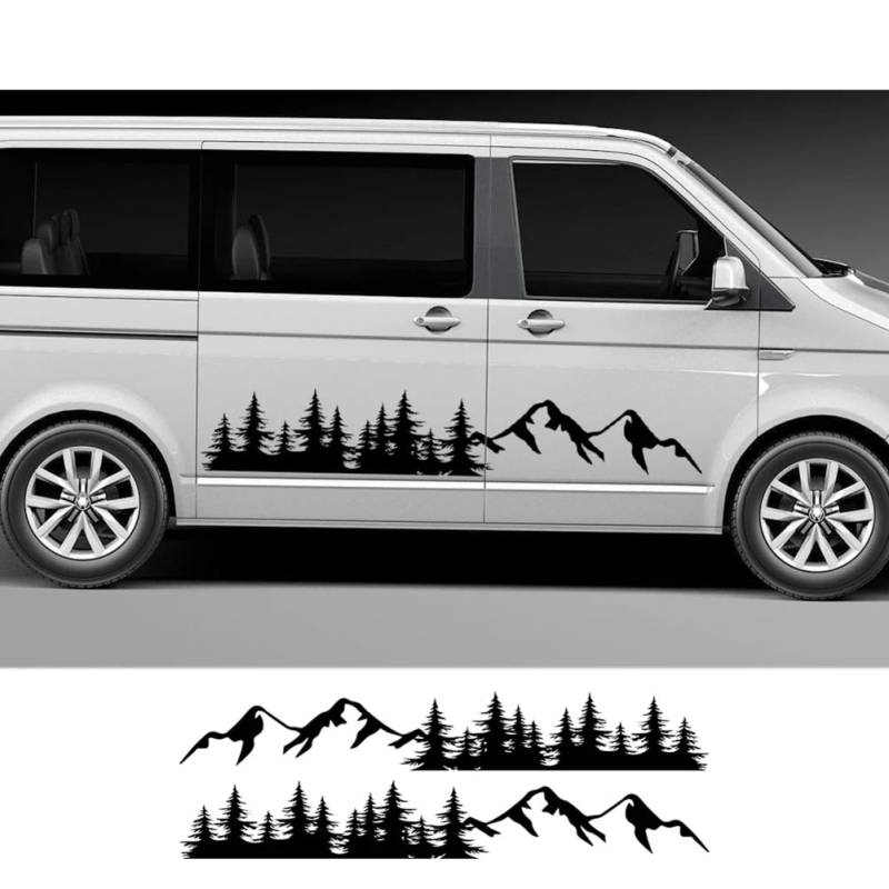 2 STÜCKE Auto Baum Berg Aufkleber Wald Autotür Seitenaufkleber, Für V=W Multivan Transporter T5 T6 Auto Tuning Zubehör von IPROCAS