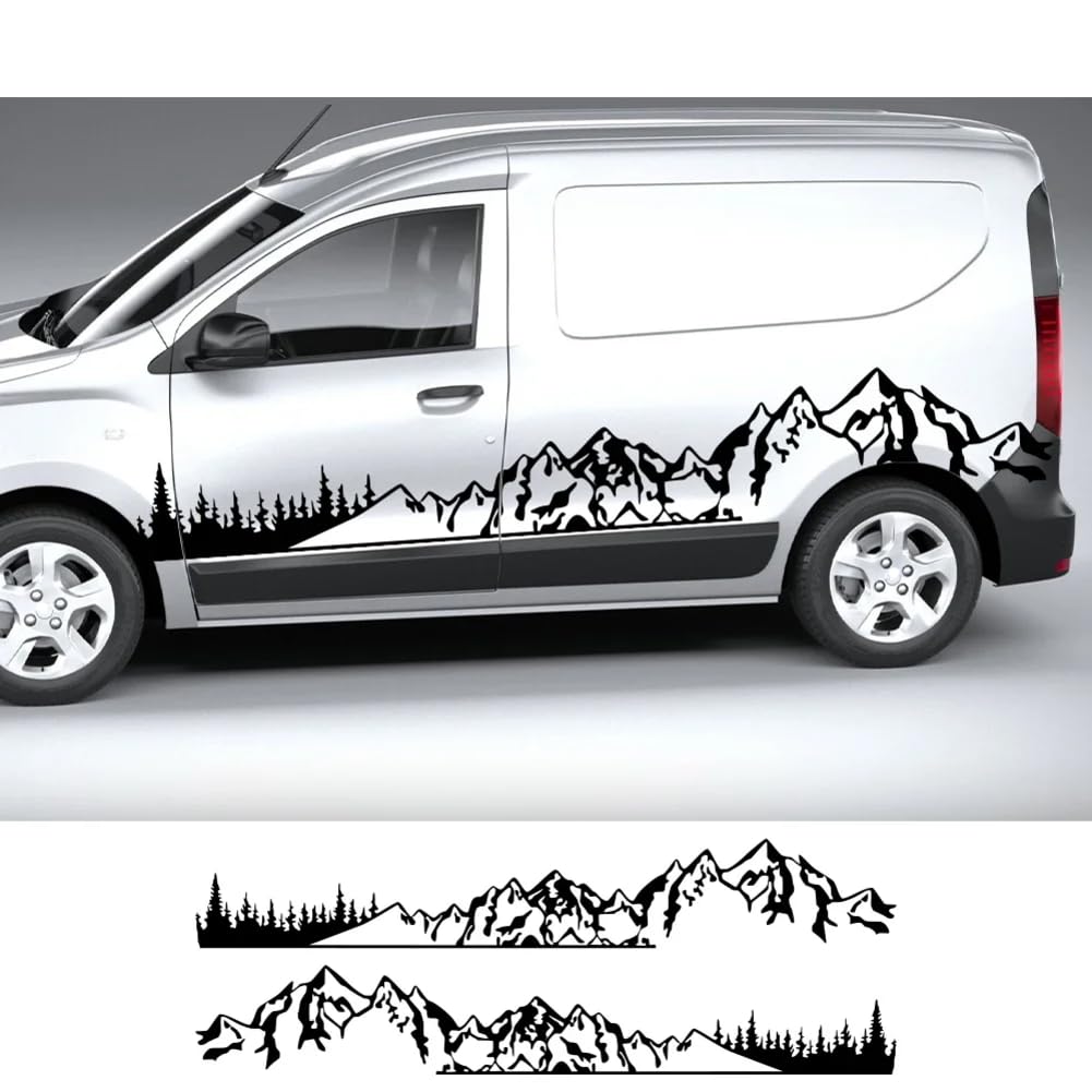 Autoaufkleber, Für R=enault Dacia Dokker Camper Van DIY Streifen Grafiken Mountain Tree Style Vinyl Aufkleber Tuning Zubehör Abdeckung von IPROCAS