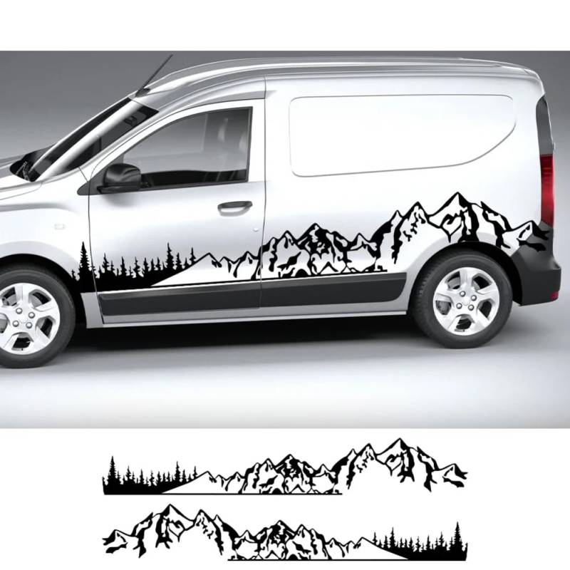 Autoaufkleber, Für R=enault Dacia Dokker Camper Van DIY Streifen Grafiken Mountain Tree Style Vinyl Aufkleber Tuning Zubehör Abdeckung von IPROCAS
