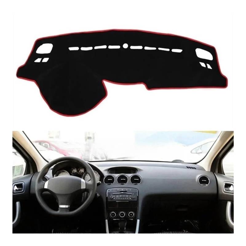 IPUDIS Auto Dashboard Abckung Matte Pad Sonnenschutz Instrument Abckung Schutz Teppich Auto Zubehör Für Pe&ugeot 308 408 2008-2013 Teppich Armaturenbrett-Kissen von IPUDIS