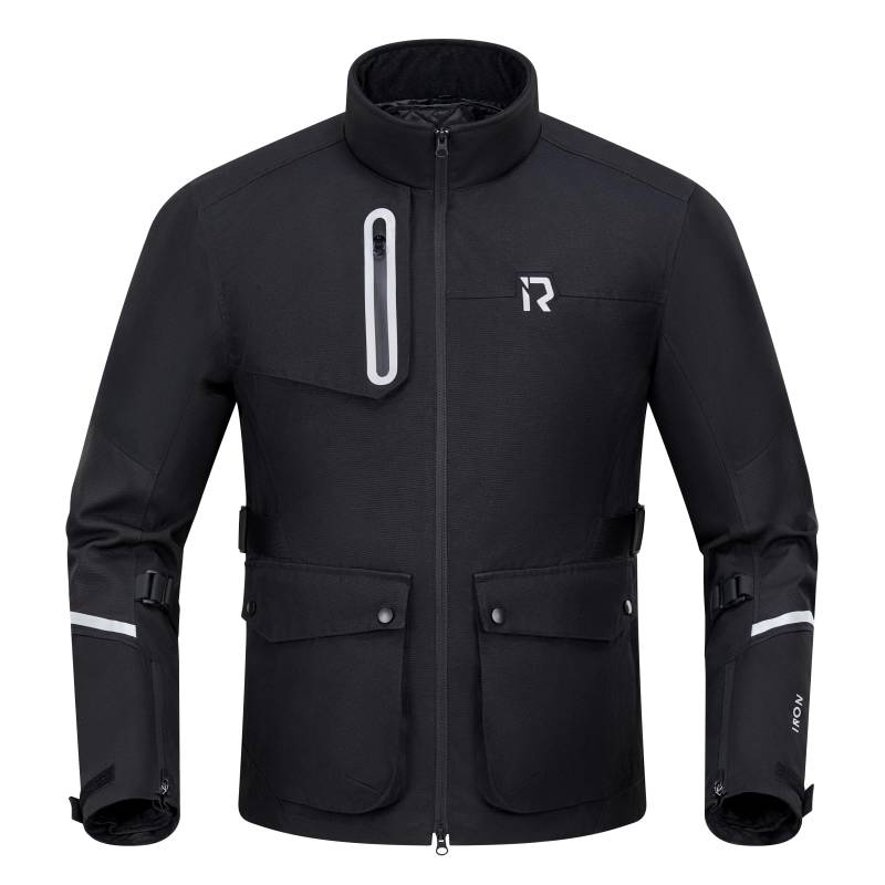 IRON JIA'S Motorradjacke herren Four Seasons mit CE-Panzerung, herausnehmbarem Innenfutter, Schutzausrüstung für Motorradfahrer Schwarz L von IRON JIA'S