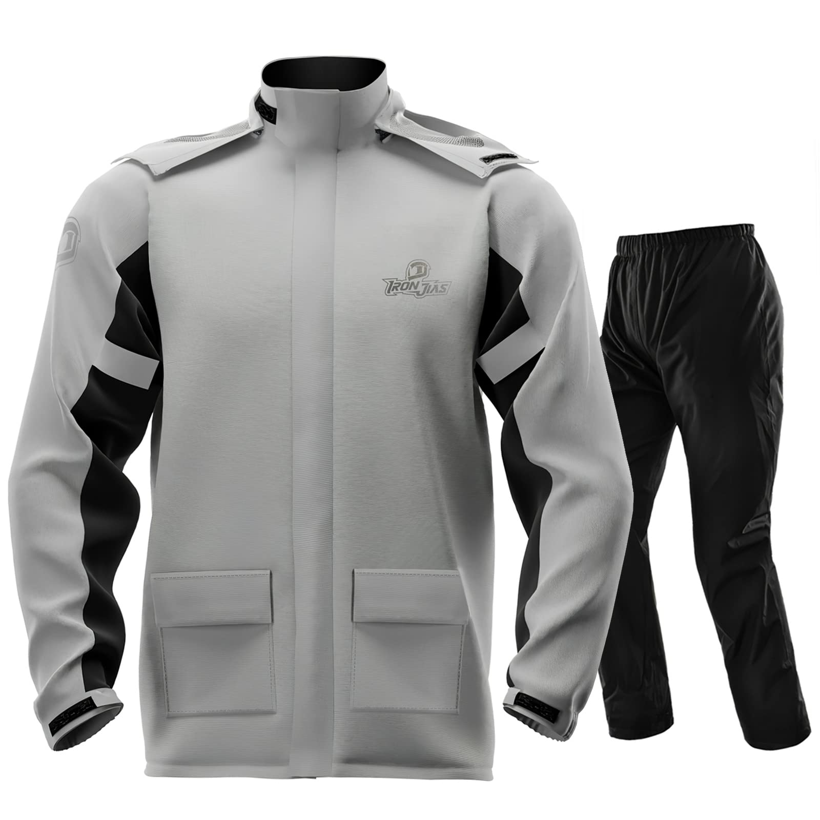 IRON JIA’S Regenanzug Herren Motorrad Regenjacke Wasserdichter Winddicht Atmungsaktiver Reflektierender mit Kapuze mit Reißverschluss Hochwertige Outdoor Regenmantel-Grau-XXL IRON JIA’S Regenanzug Herren Motorrad Regenjacke Wasserdichter Winddicht Atmungsaktiver Reflektierender mit Kapuze mit Reißverschluss Hochwertige Outdoor Regenmantel-Grau-XXL von IRON JIA'S