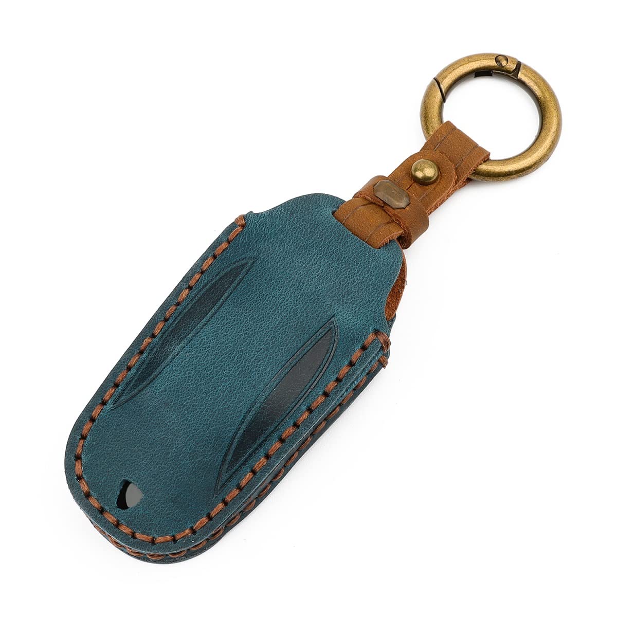 ISDORE Premium Leder Schlüsselanhänger Hülle kompatibel mit Tesla Model X - Schlüsselanhänger Abdeckung zum Schutz der Schlüsseltasten - Langlebiger, unzerbrechlicher Schlüsselanhänger Halter (Blau, Modell X) von ISDORE